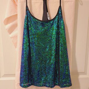 Blue-Green sequin tank top